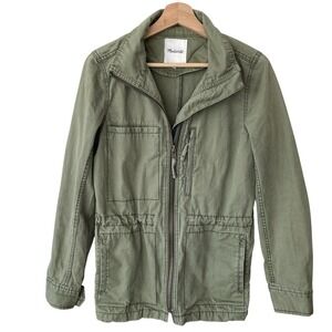 Madewell Medium Military Green Cargo Jacket Utility Full Zip Coat Preppy Field